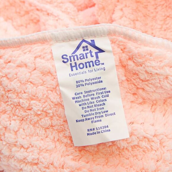 Smart Home Plush Pink Bath Towel, Hand Towel and Hair Turban Set, 3 Pieces - Picture 8 of 8
